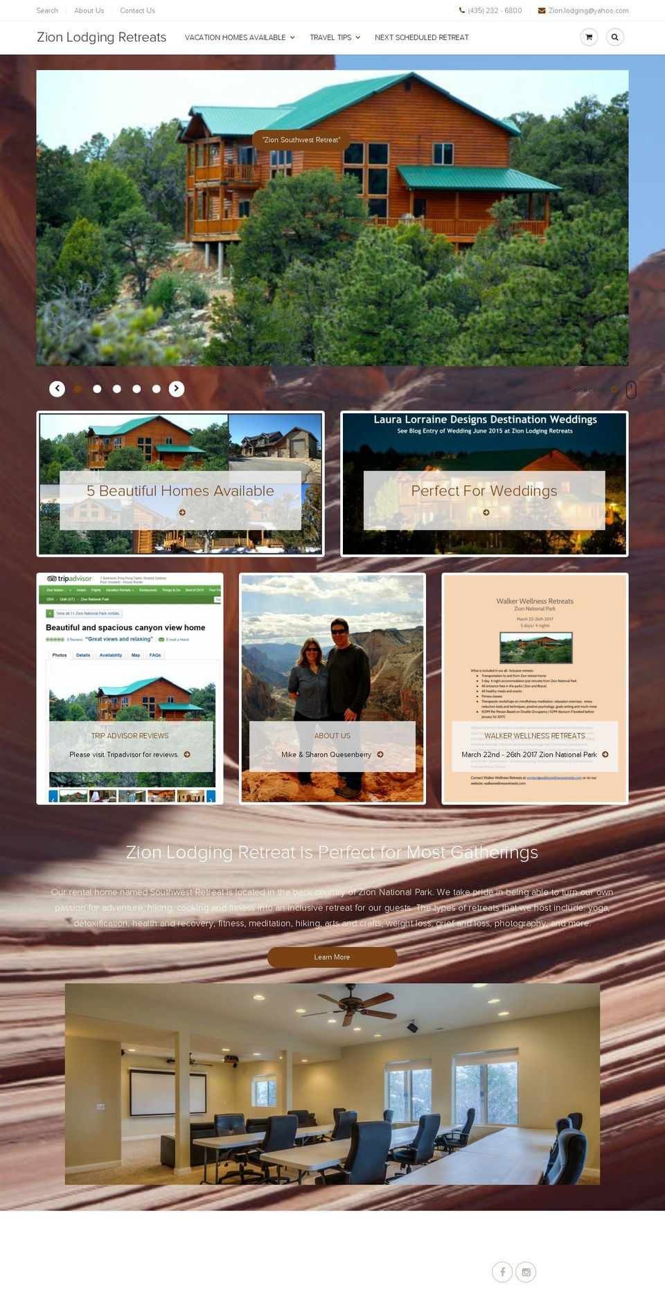 zionlodgingretreat.com shopify website screenshot