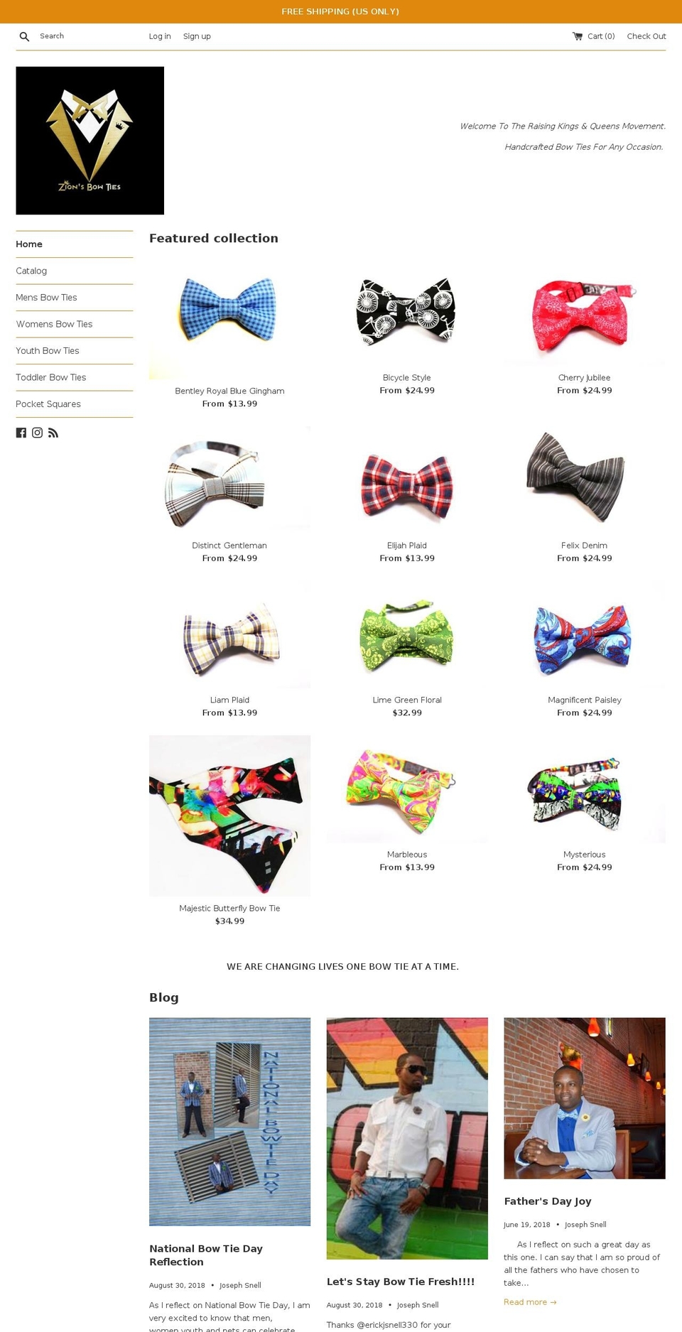 zionsbowties.com — Shopify storefront screenshot