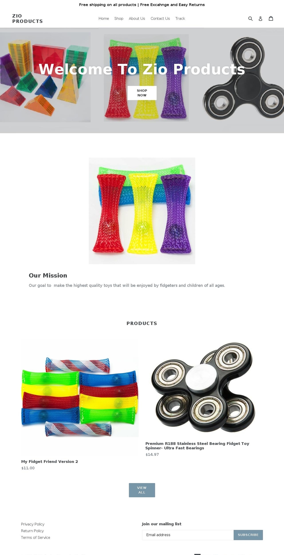 zioproducts.com — Shopify storefront screenshot