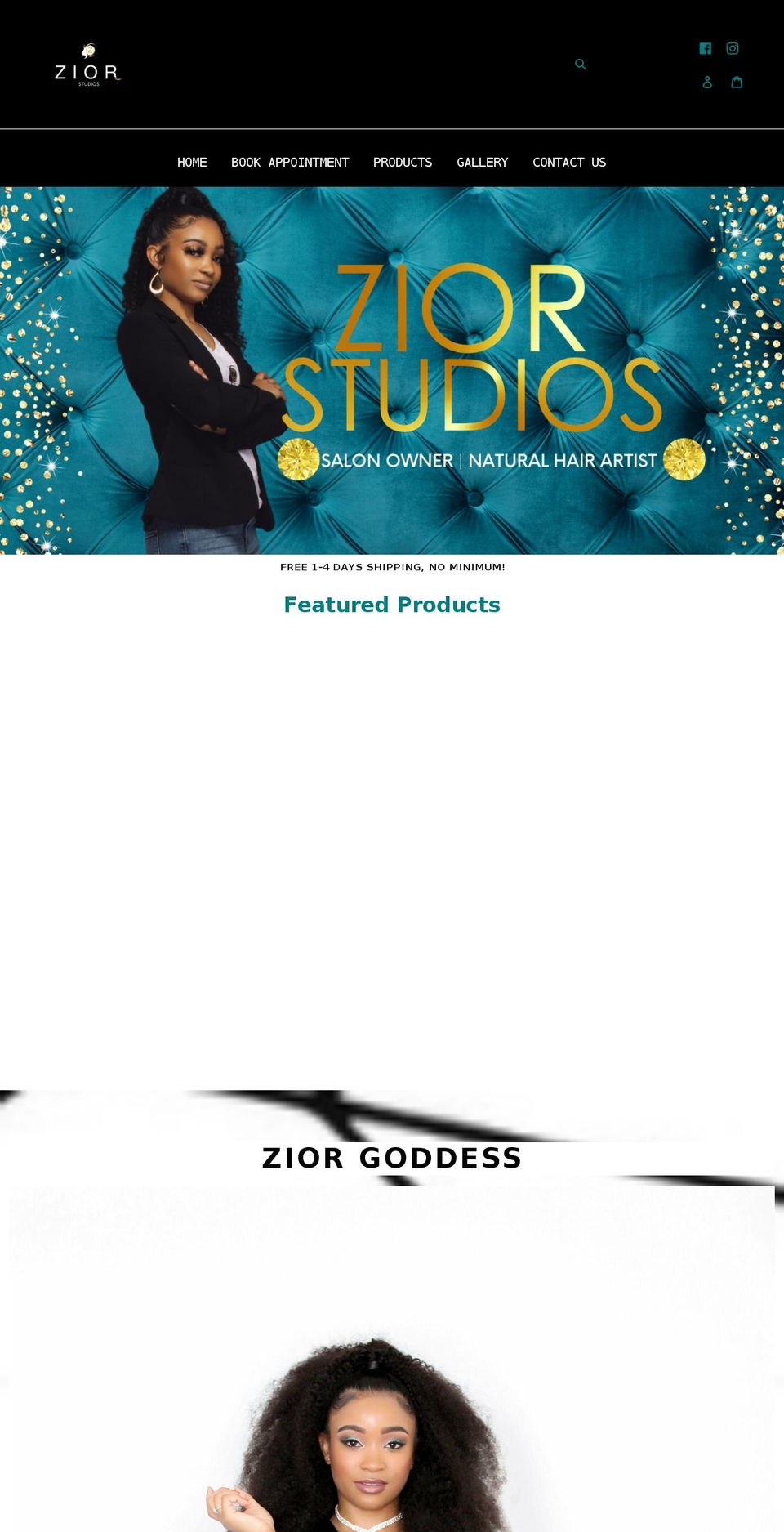 ziorstudios.com shopify website screenshot