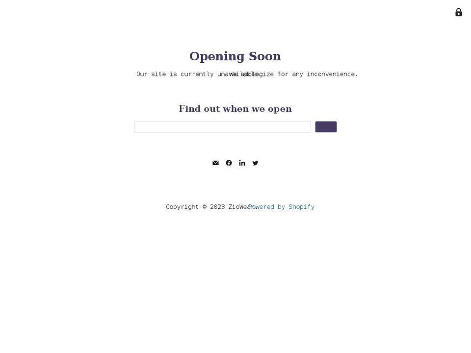 ziowear.com shopify website screenshot