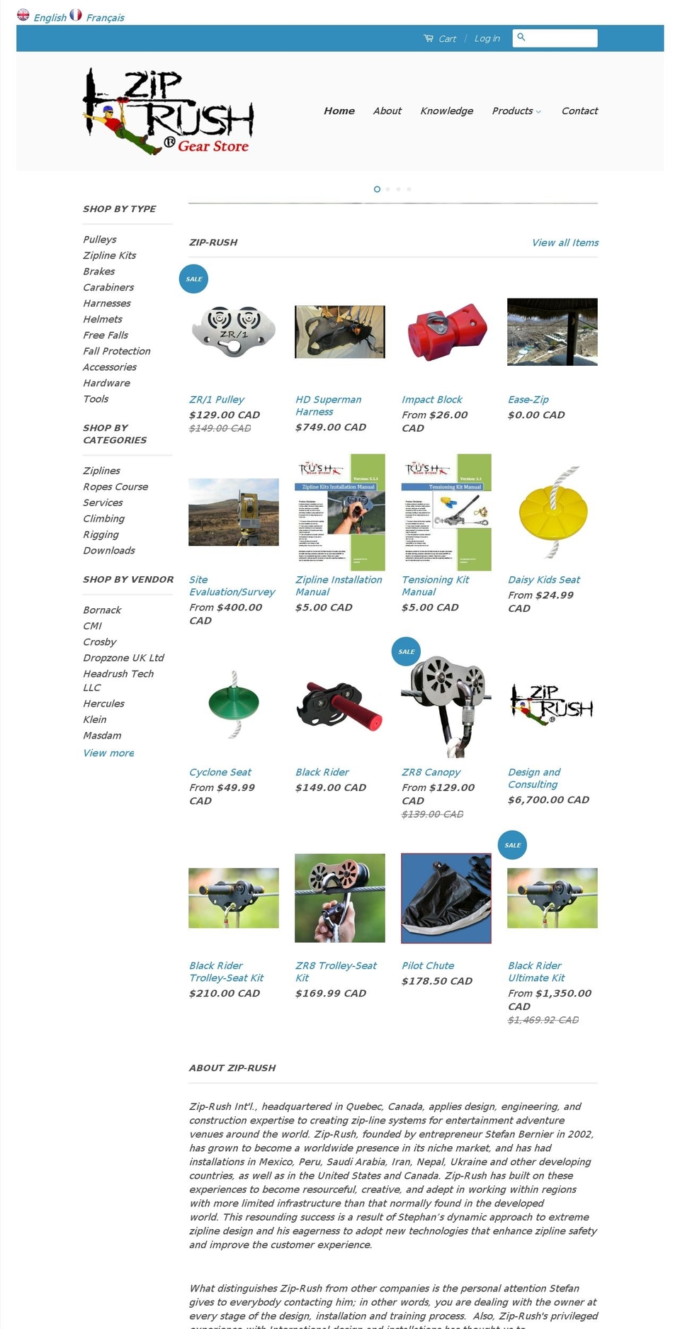 zip-gear.com — Shopify storefront screenshot
