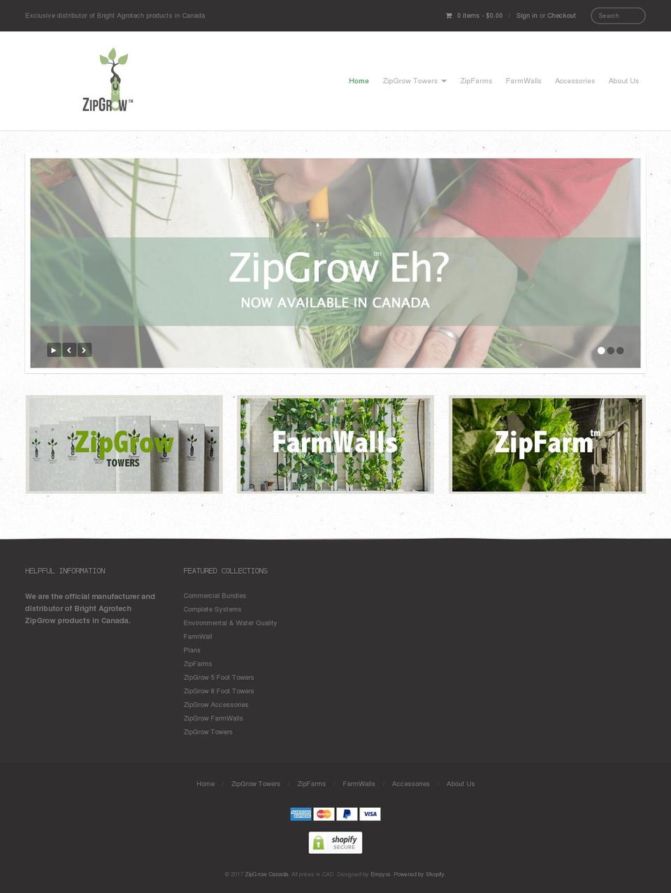 zipgrow-canada.com shopify website screenshot