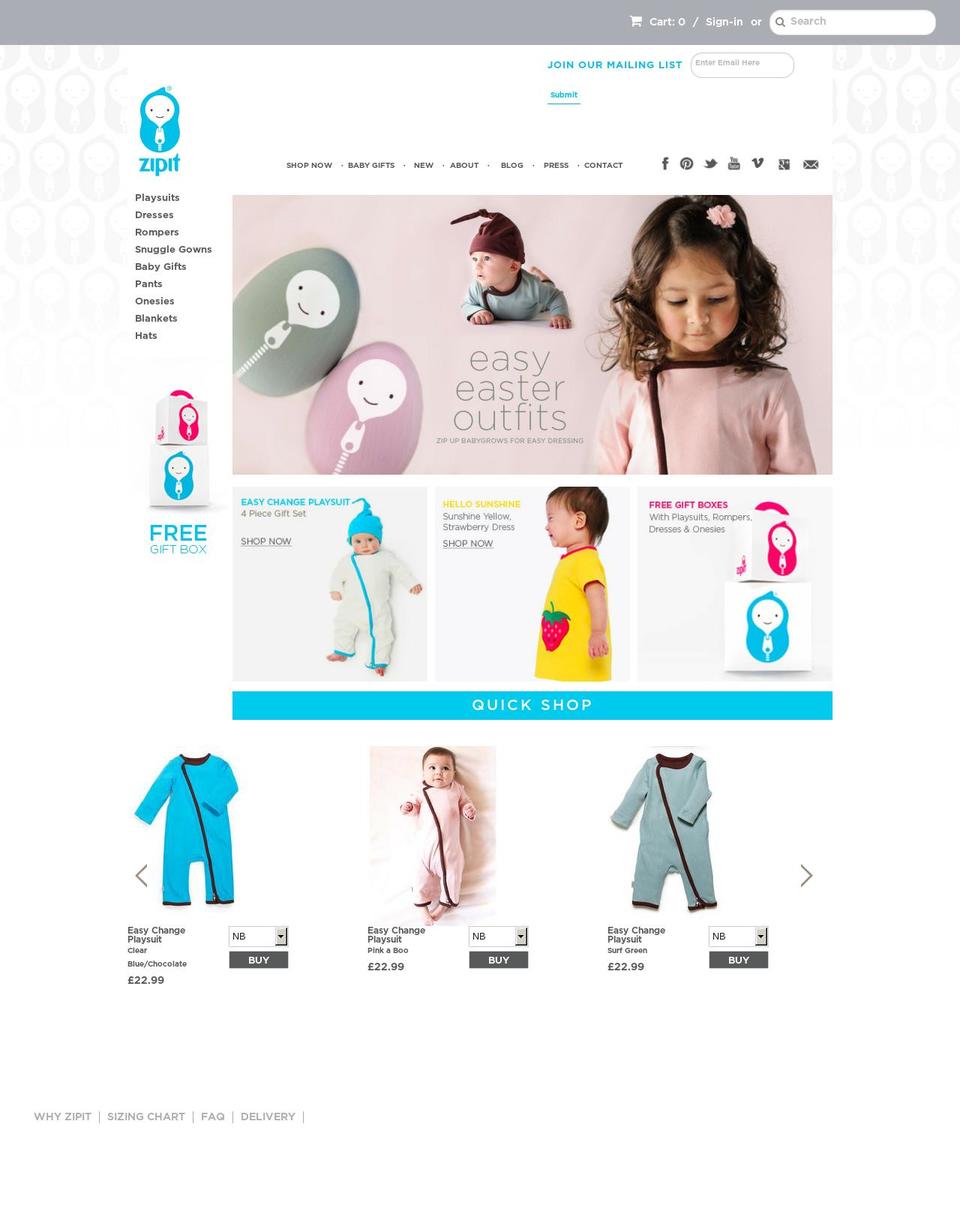 zipitbaby.com shopify website screenshot