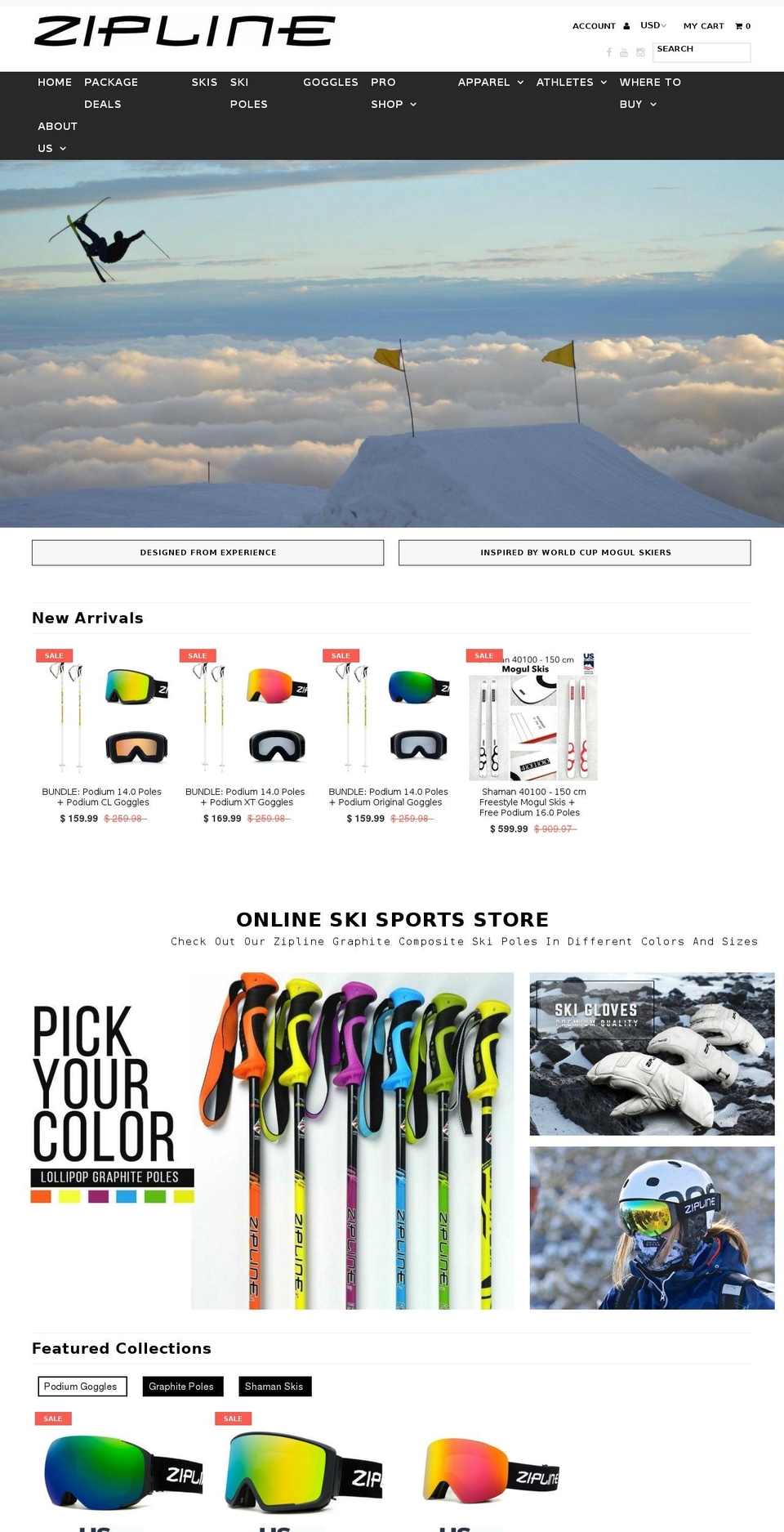 ziplineski.com shopify website screenshot