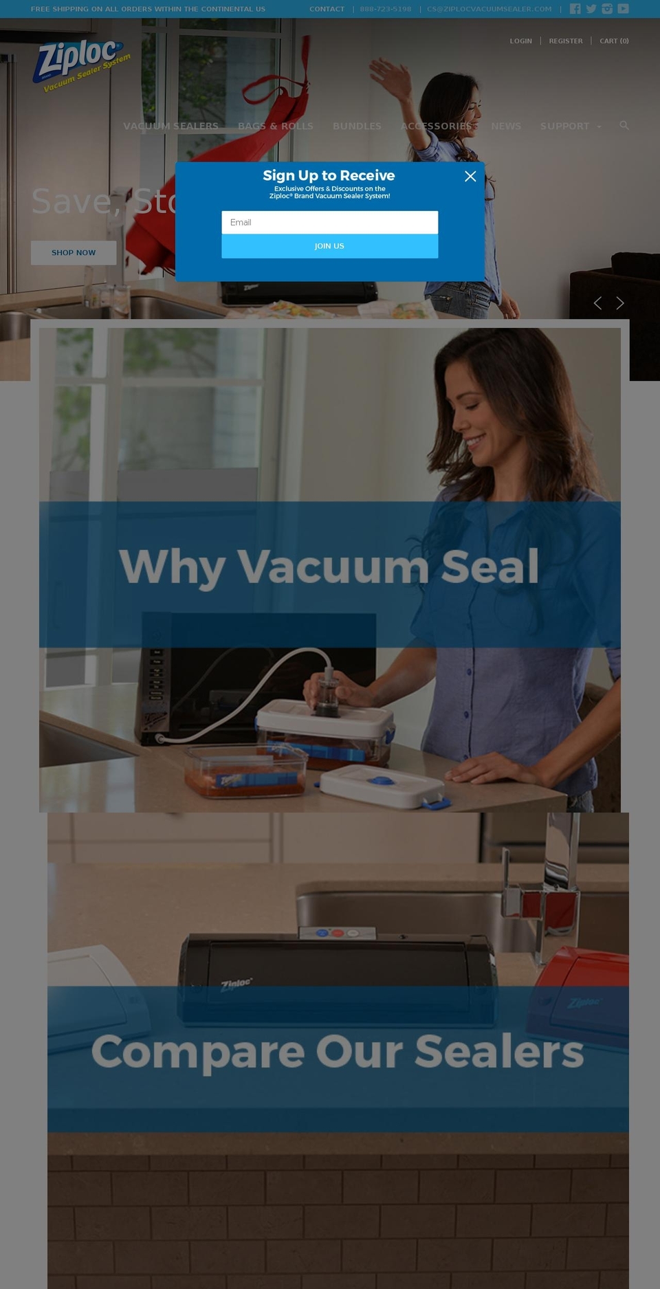 ziplocvacuumsealers.com shopify website screenshot