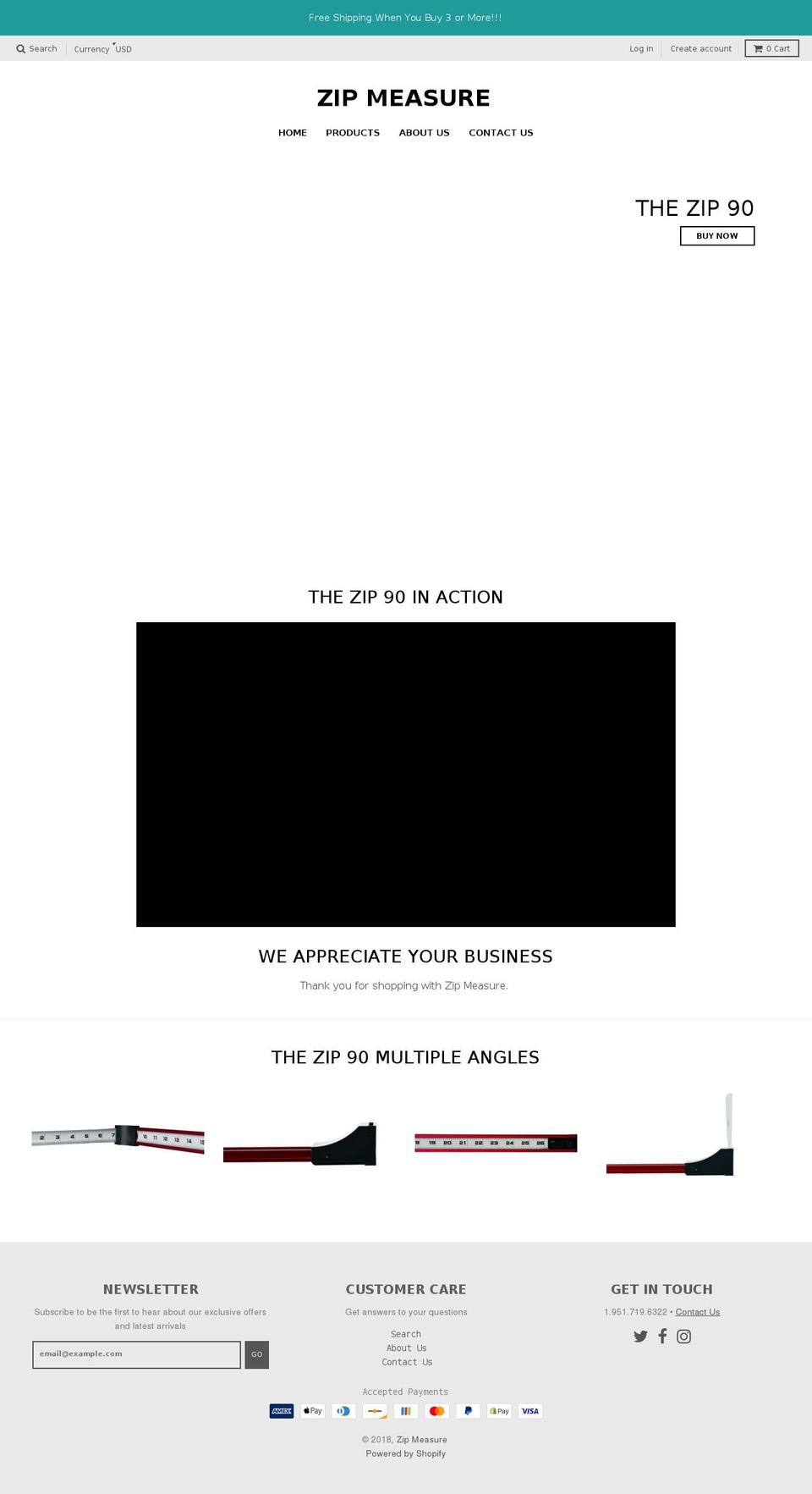 zipmeasure.com shopify website screenshot