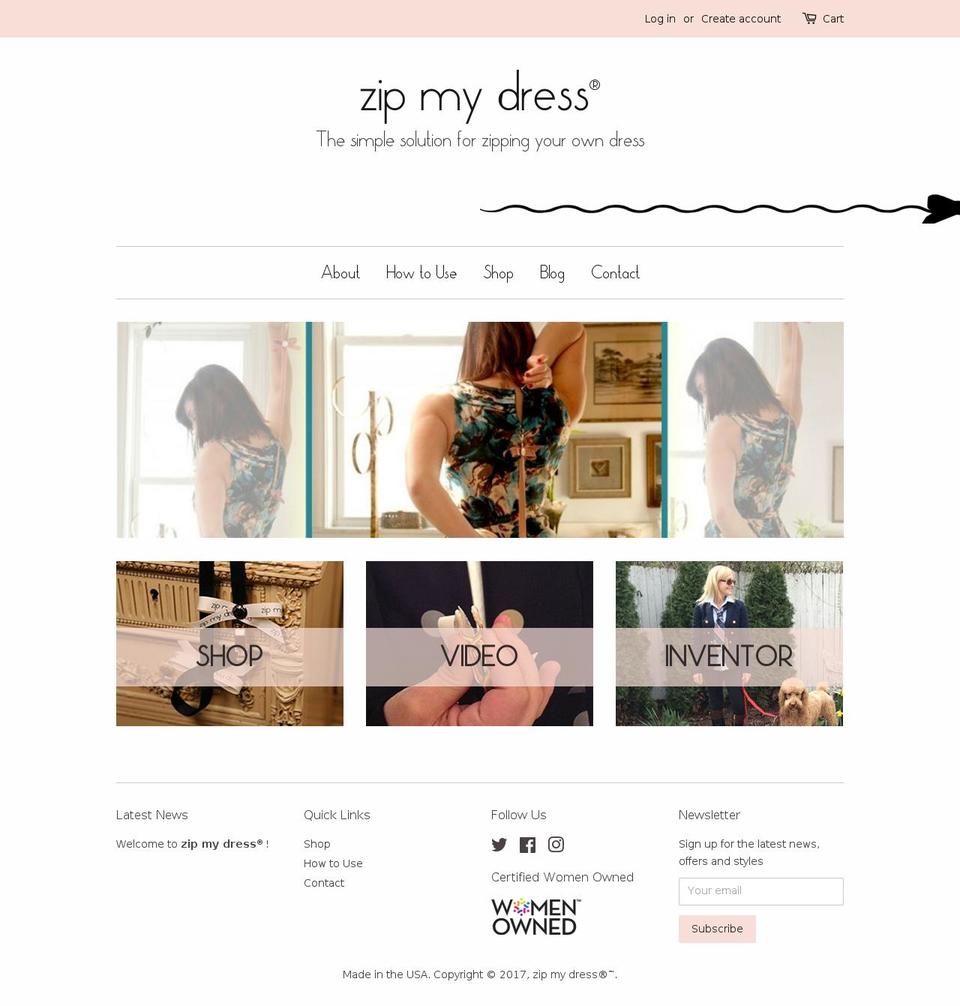 zipmydress.com shopify website screenshot