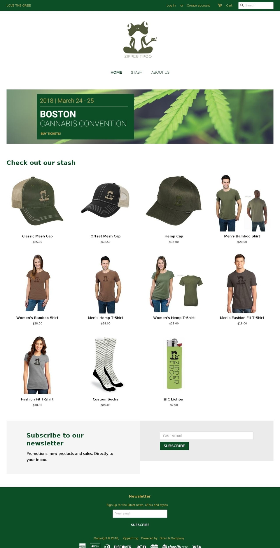 zipperfrog.com shopify website screenshot