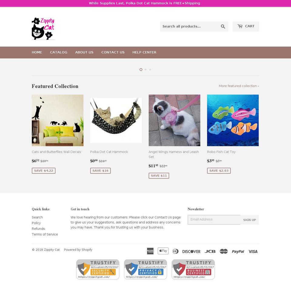 zippitycat.com — Shopify storefront screenshot