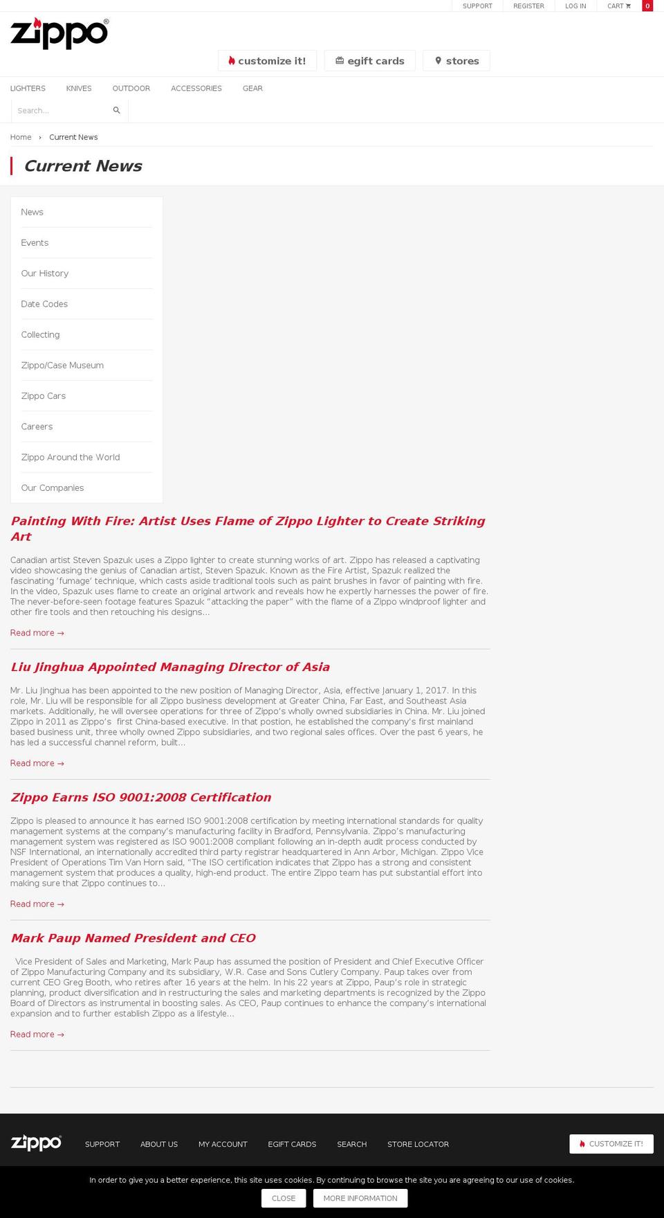 Zippo (Master) Shopify theme site example zipponews.com