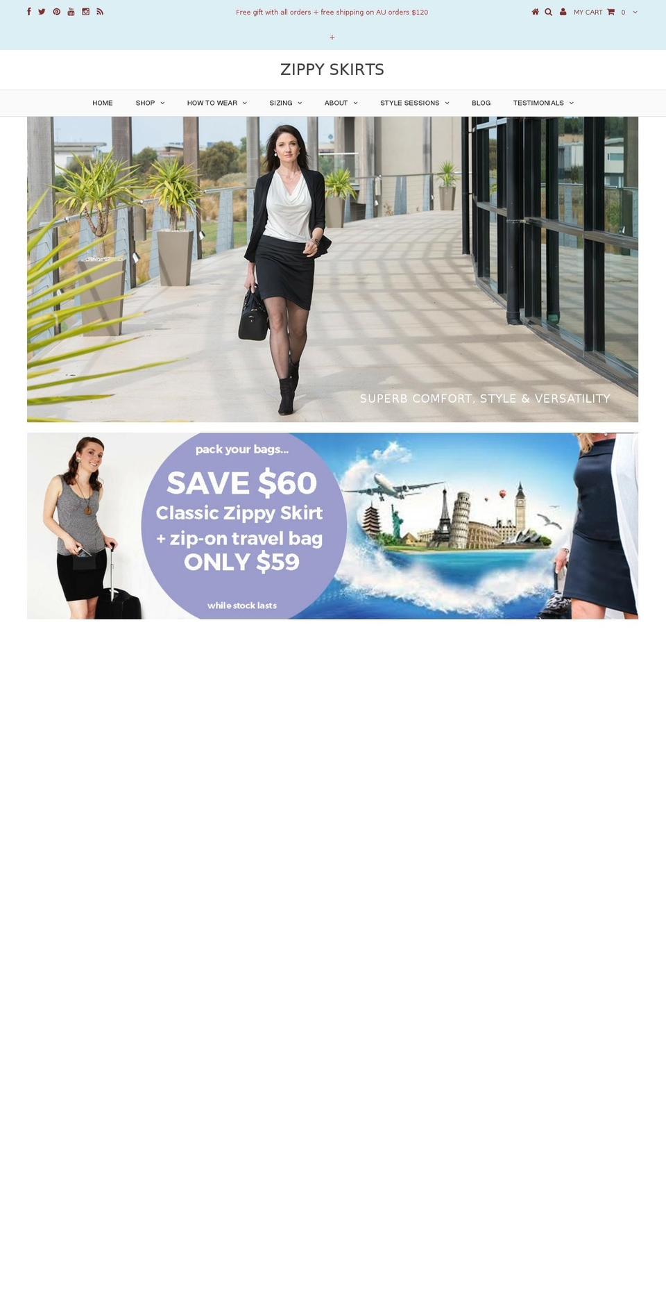 zippyskirts.com shopify website screenshot