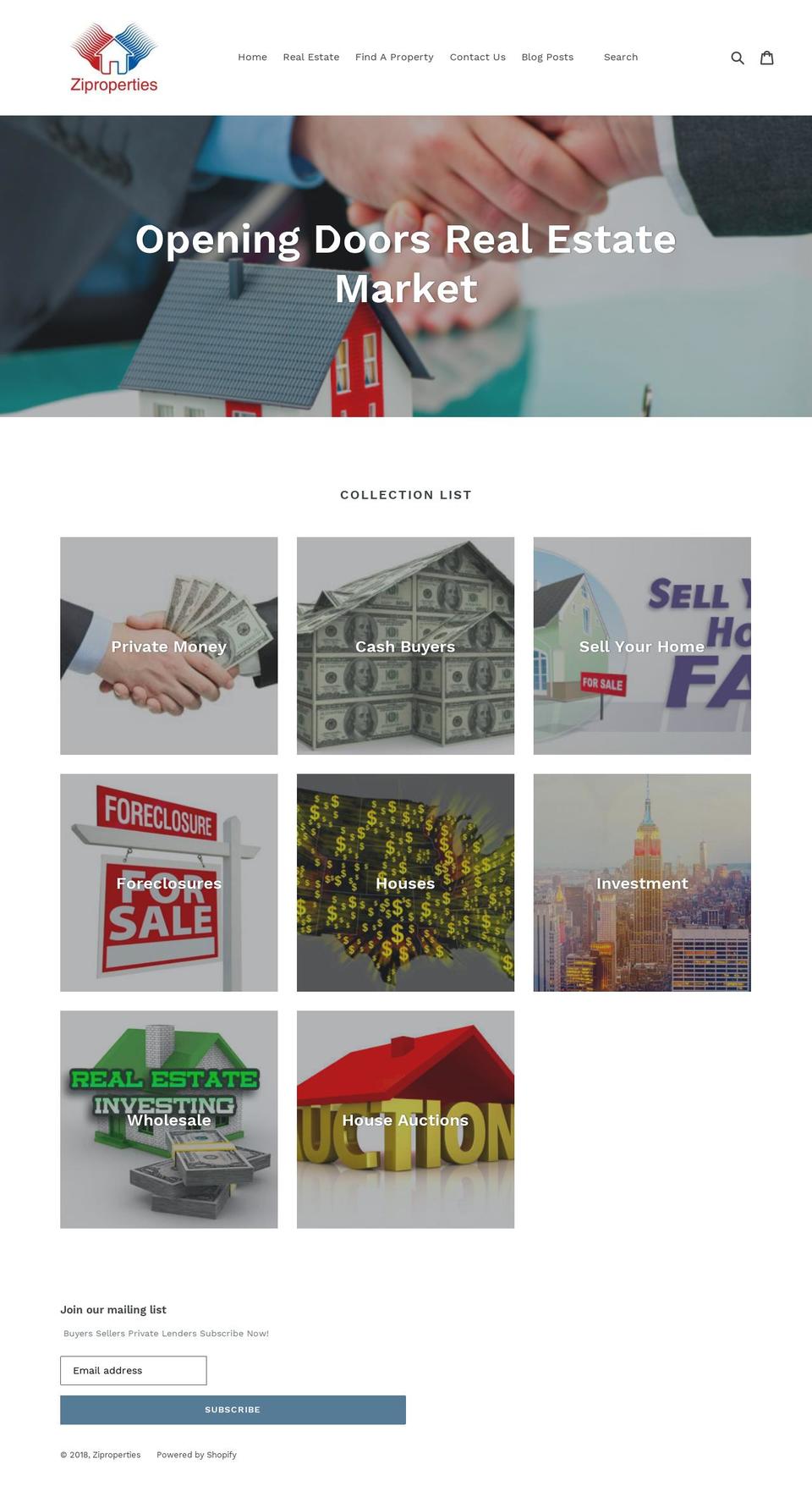 ziproperties.com — Shopify storefront screenshot
