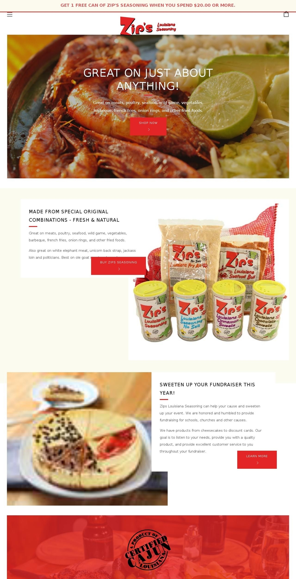 zipsseasoning.com — Shopify storefront screenshot
