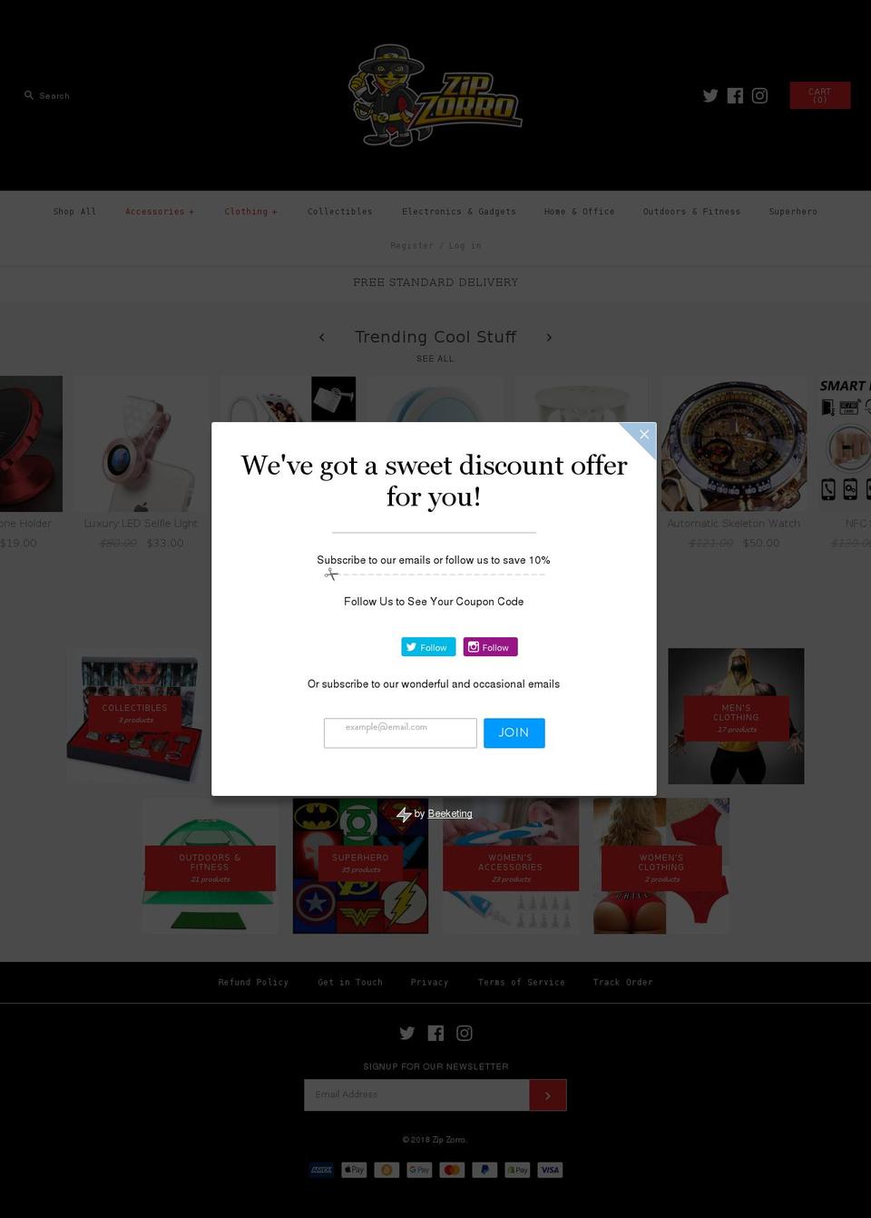 zipzorro.com — Shopify storefront screenshot