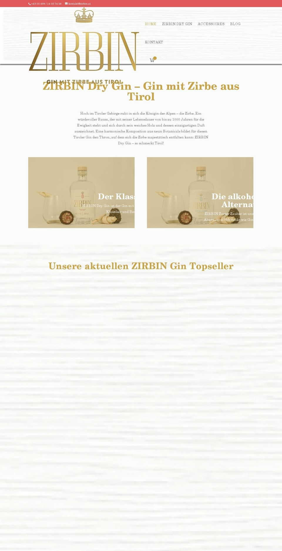 zirbin.at shopify website screenshot