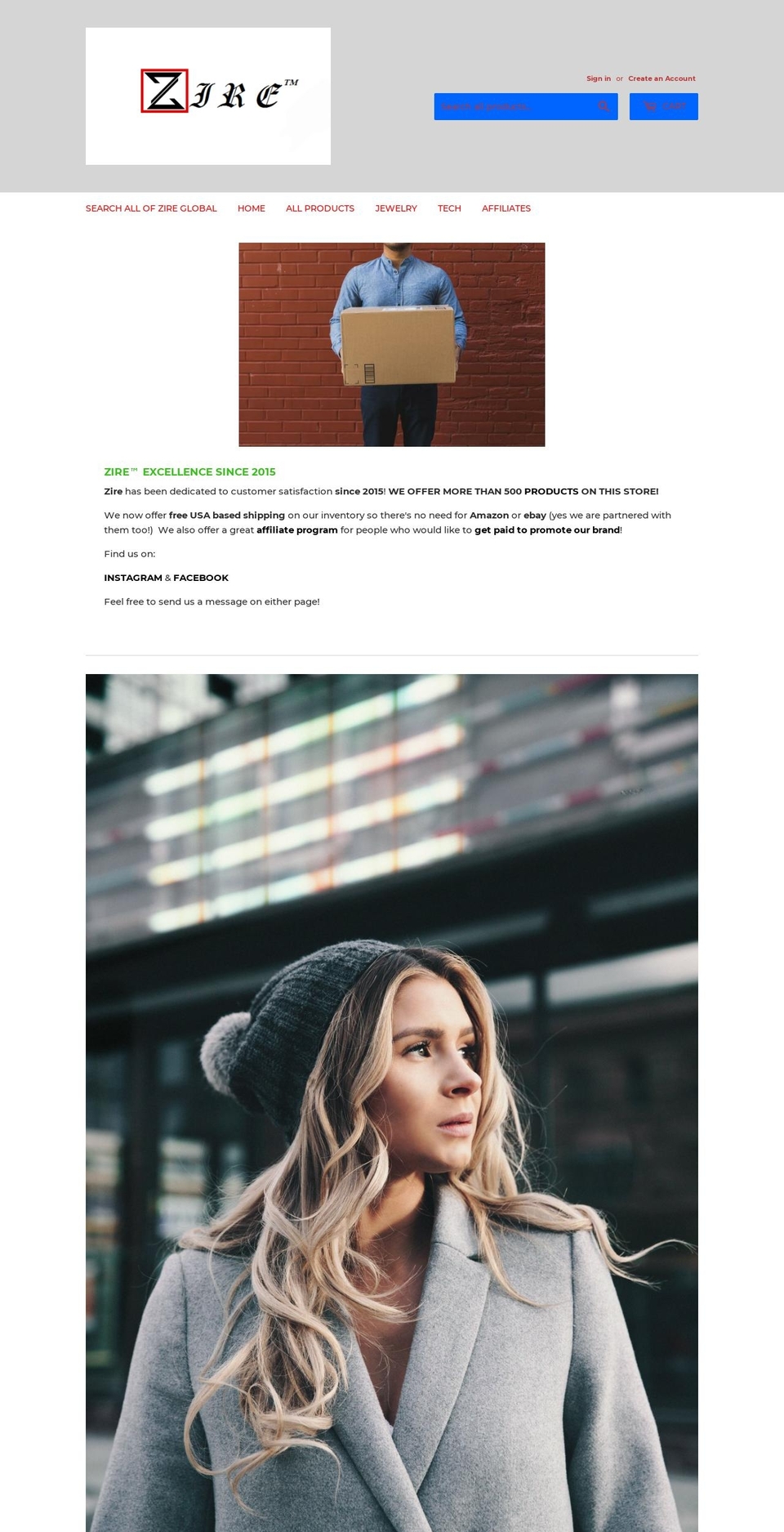 zireglobal.com — Shopify storefront screenshot