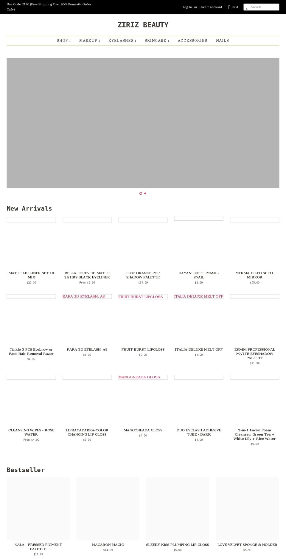zirizbeauty.com shopify website screenshot