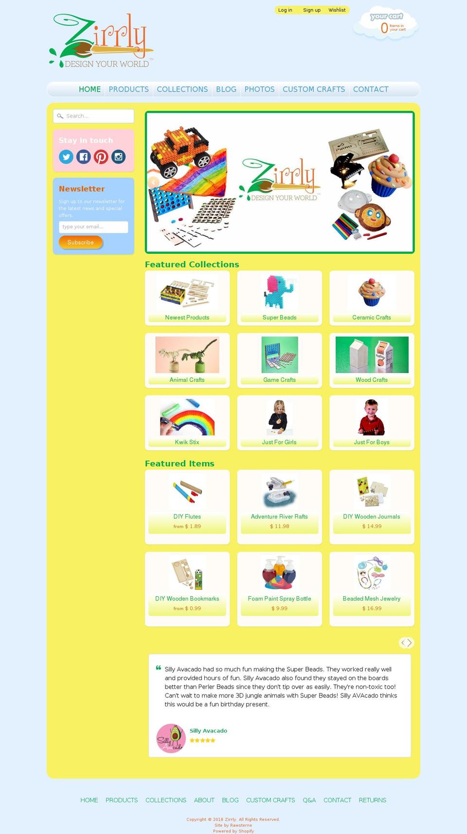 zirrly.com — Shopify storefront screenshot