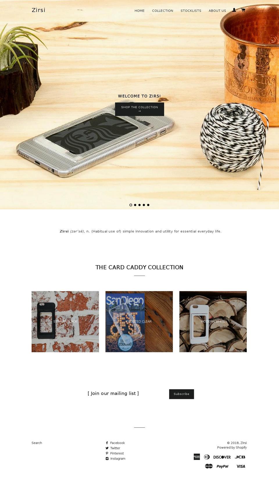 zirsi.com shopify website screenshot