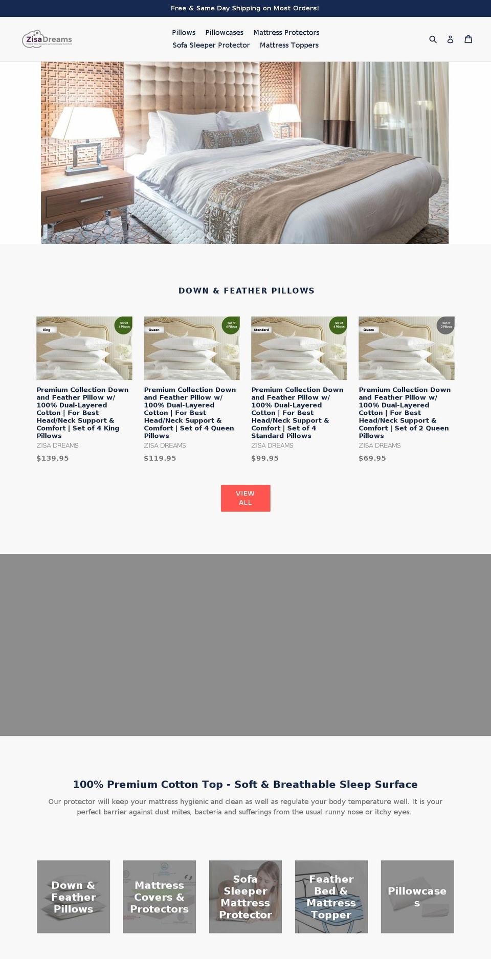 zisadreams.com shopify website screenshot