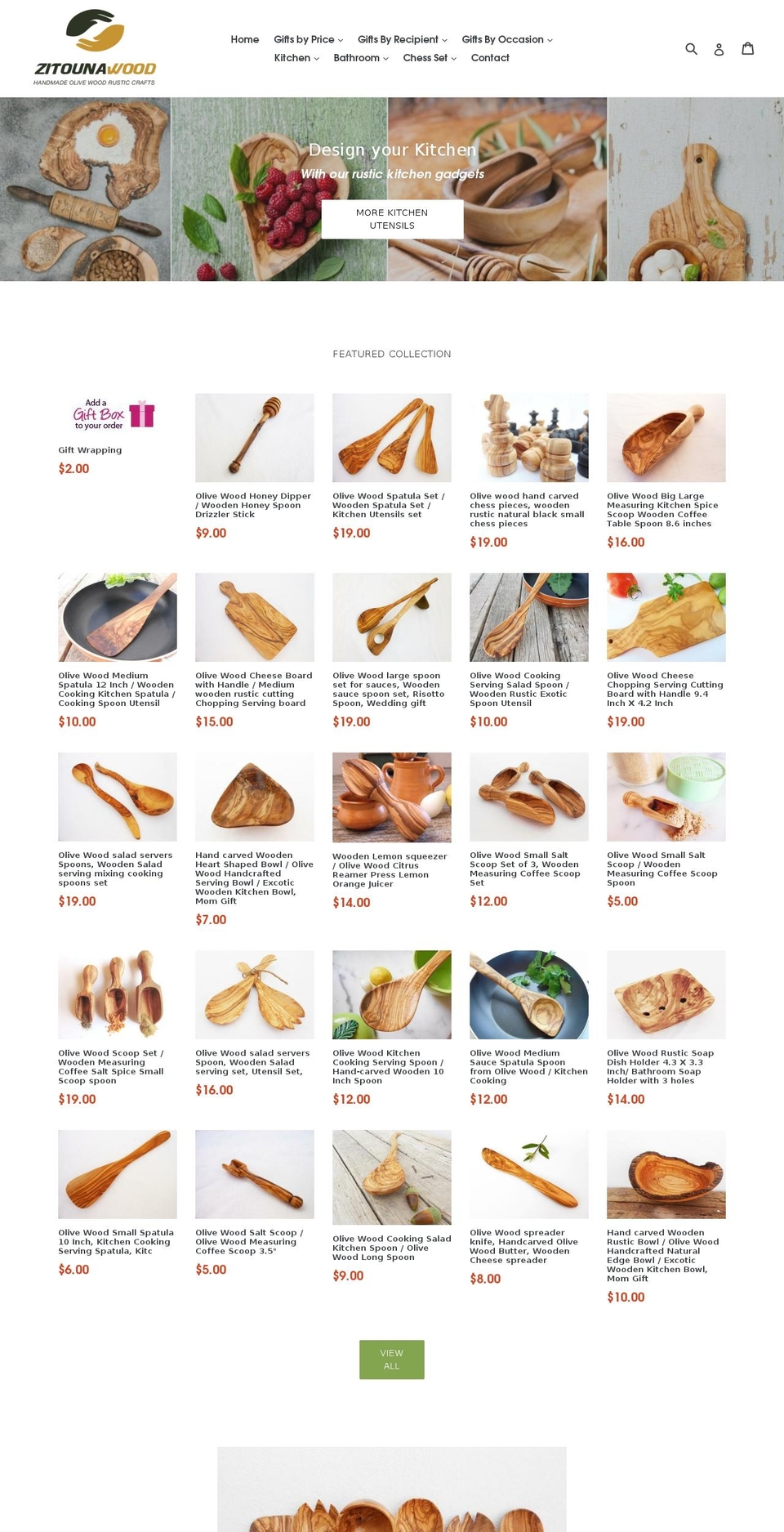 zitounawood.com — Shopify storefront screenshot