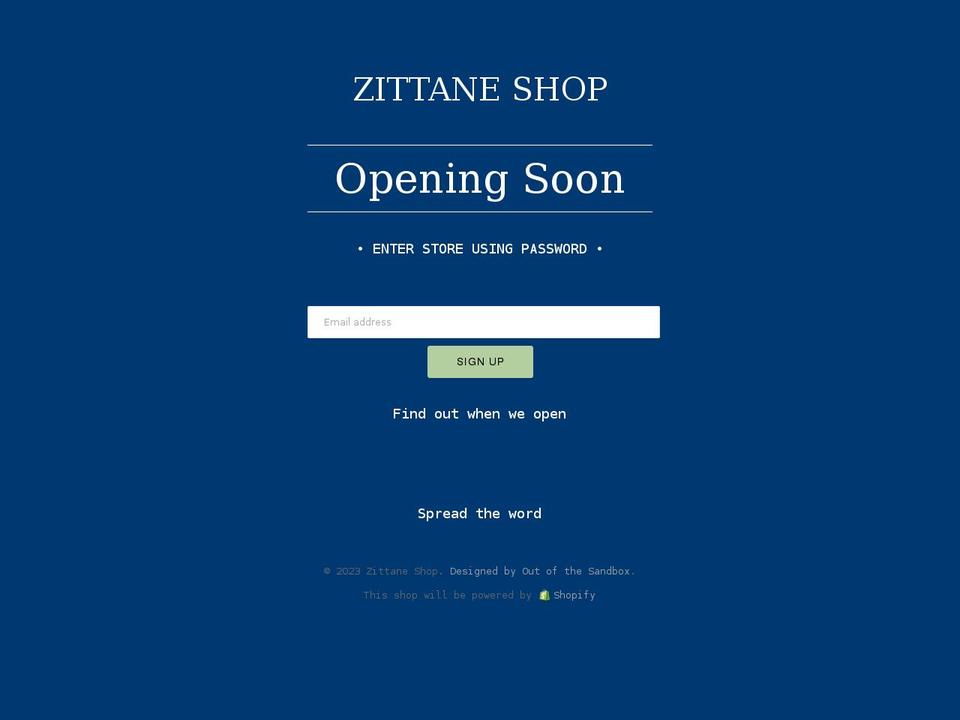 zittaneshop.com shopify website screenshot