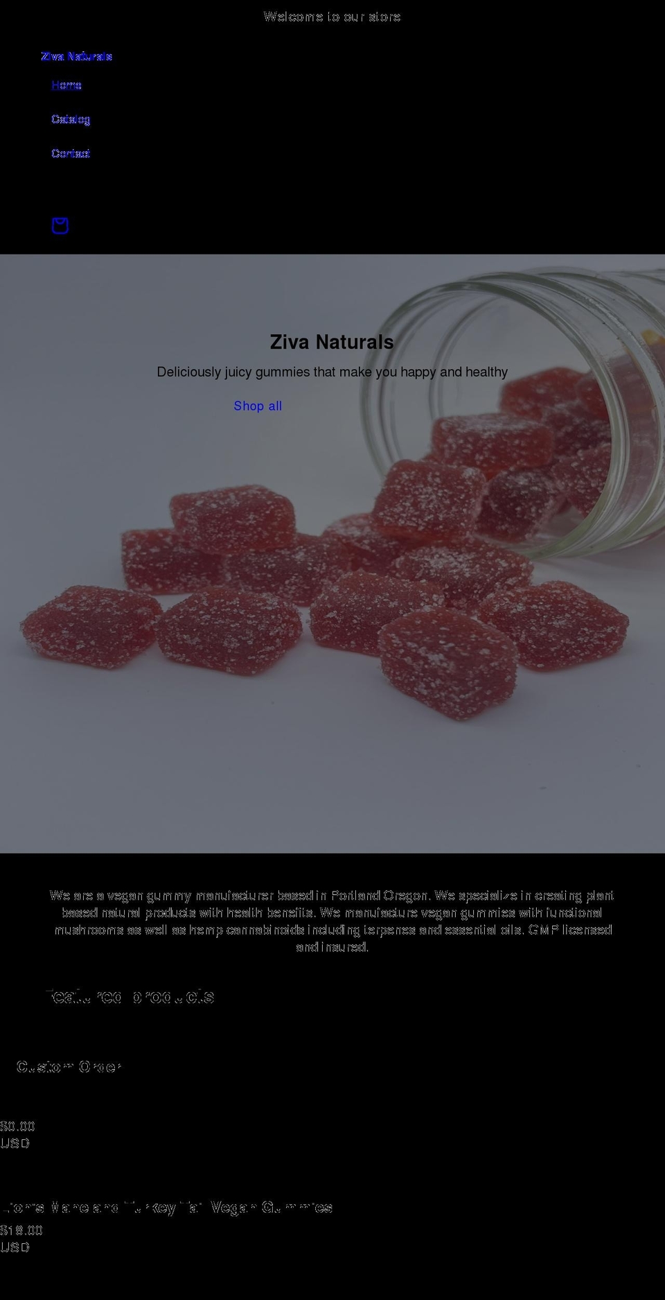 zivanaturals.com shopify website screenshot