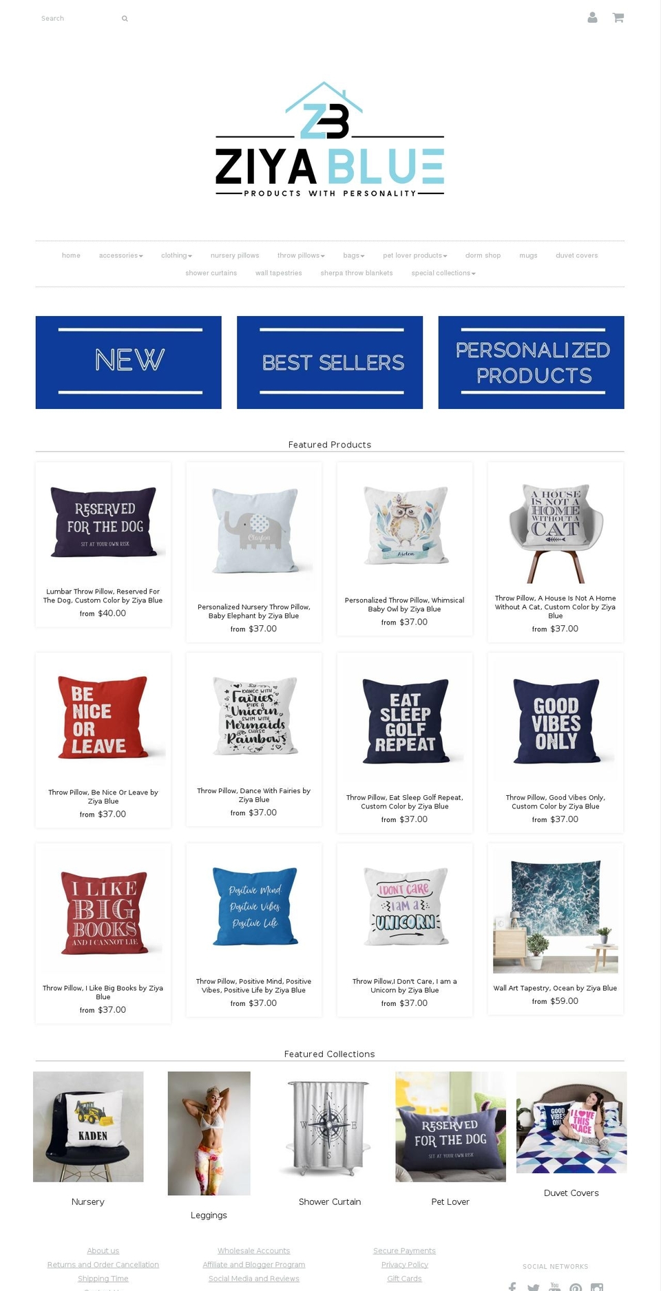 ziyablue.com — Shopify storefront screenshot