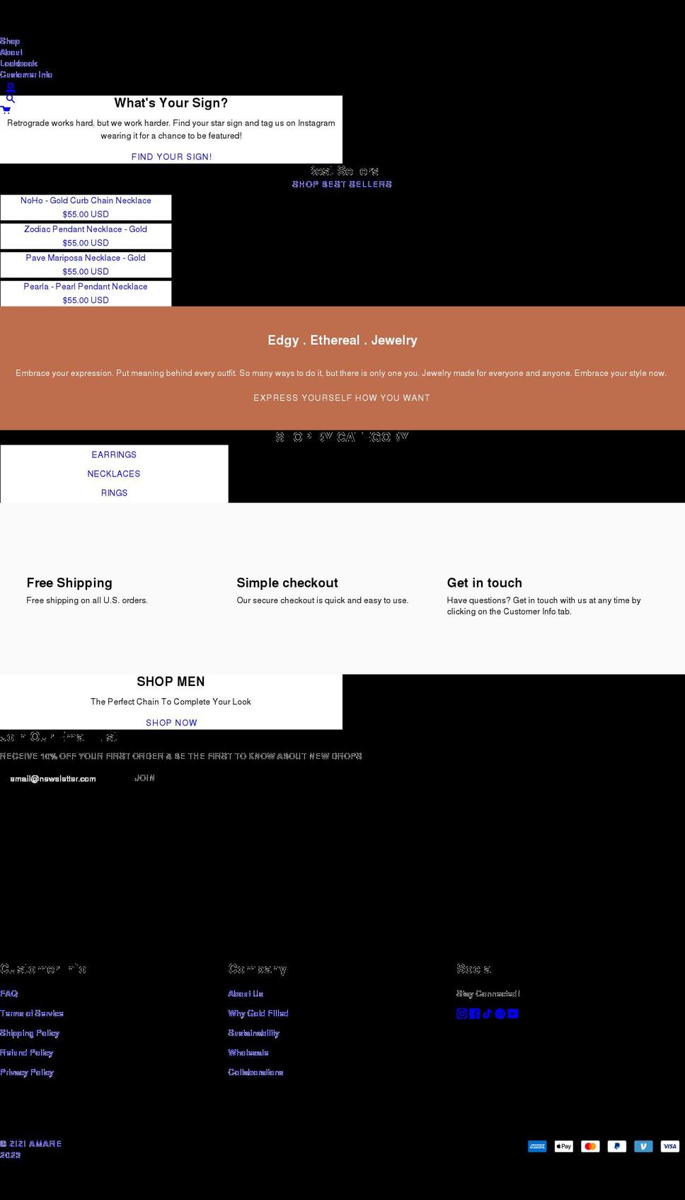 ziziamare.com shopify website screenshot