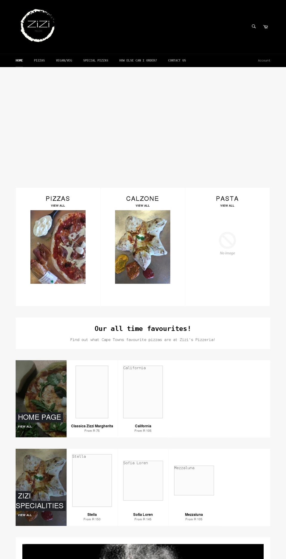 zizipizza.co.za shopify website screenshot