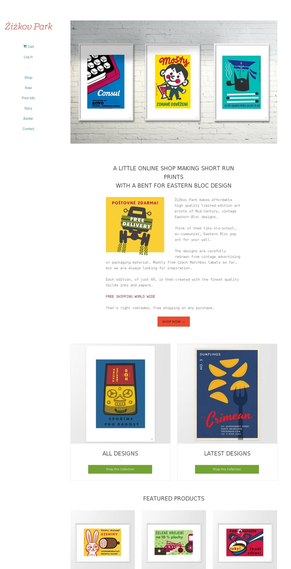 zizkovpark.com shopify website screenshot