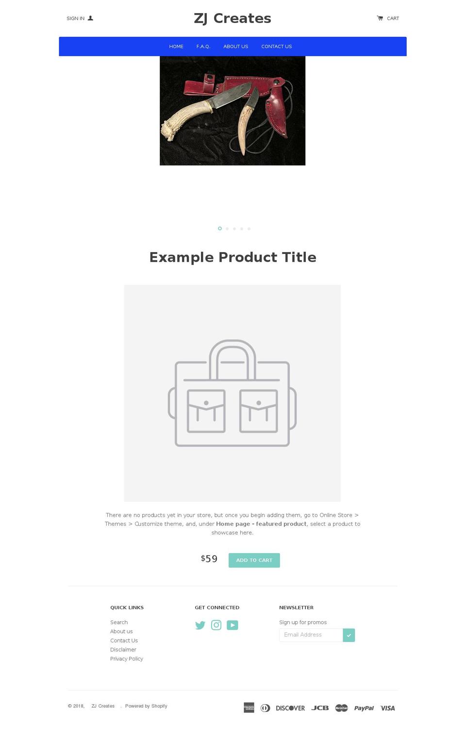 zjcreates.com shopify website screenshot