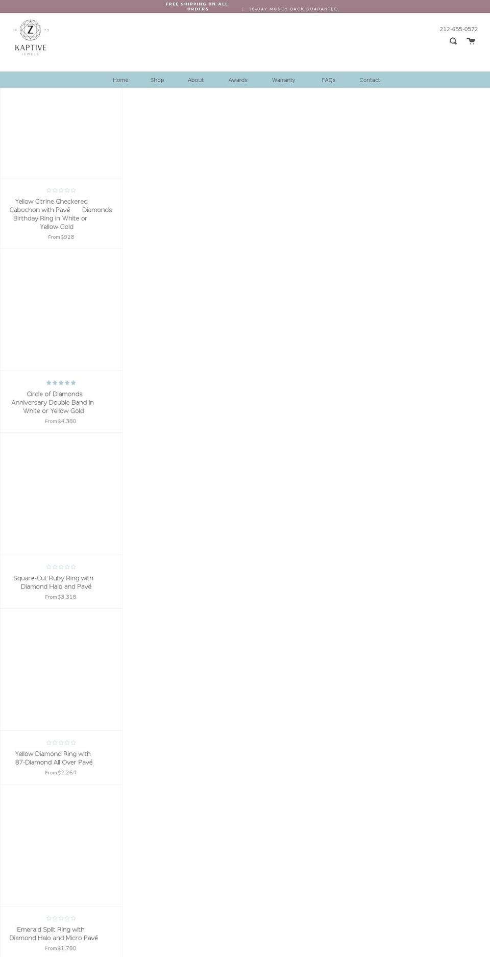 zkaptivejewels.com shopify website screenshot