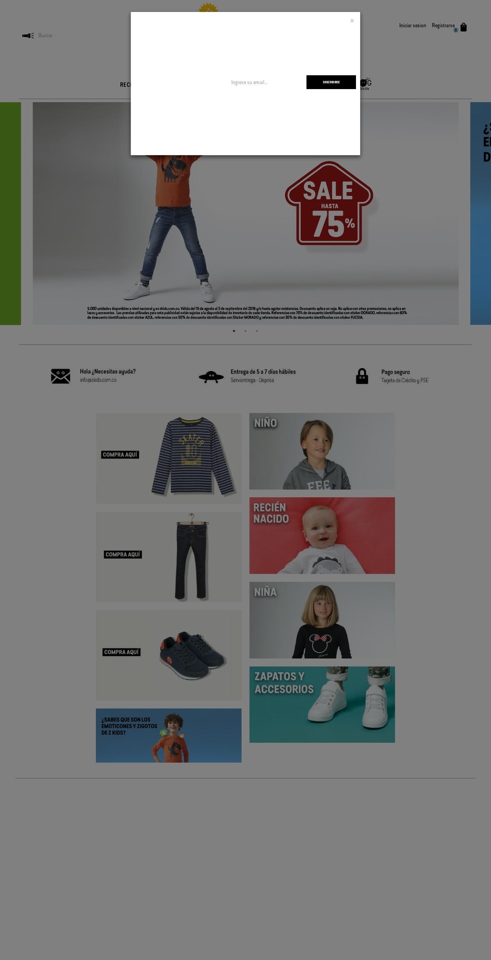 zkids.com.co shopify website screenshot