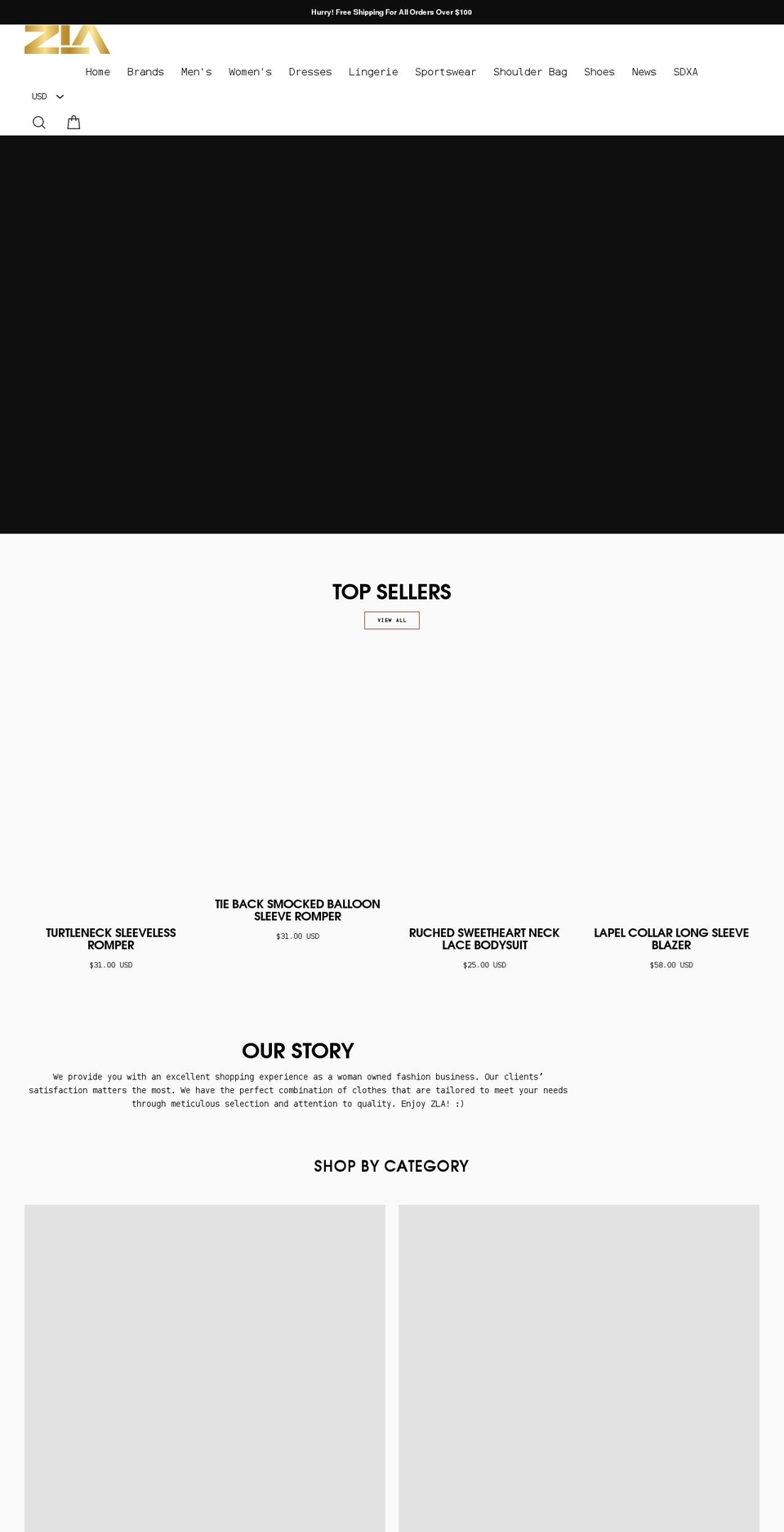 zla.com shopify website screenshot