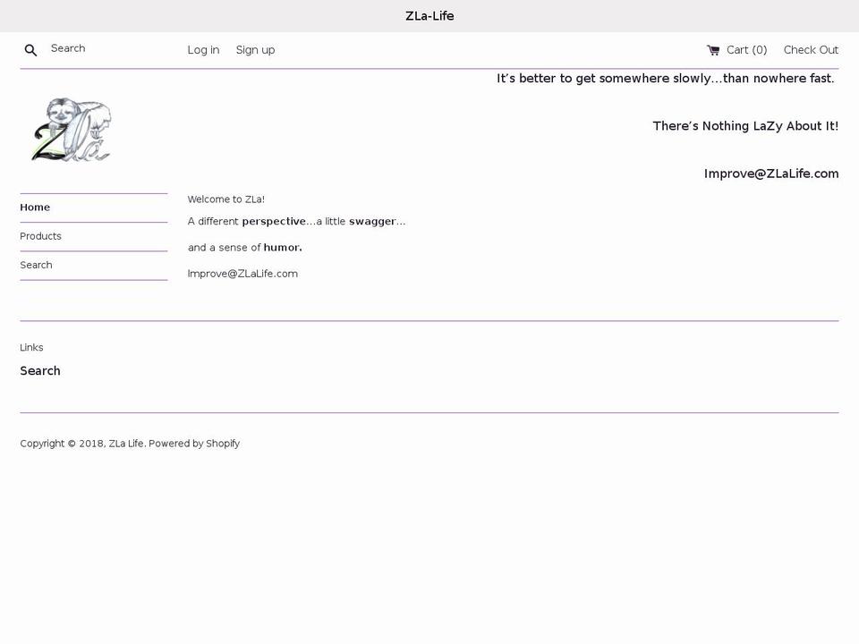zla.life shopify website screenshot
