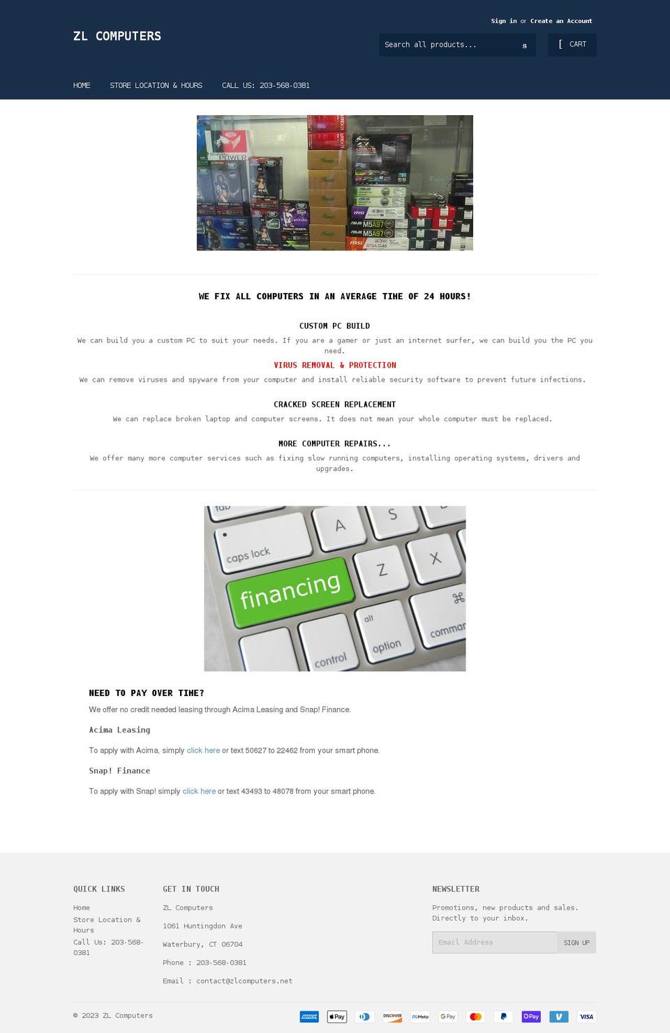 zlcomputers.net shopify website screenshot