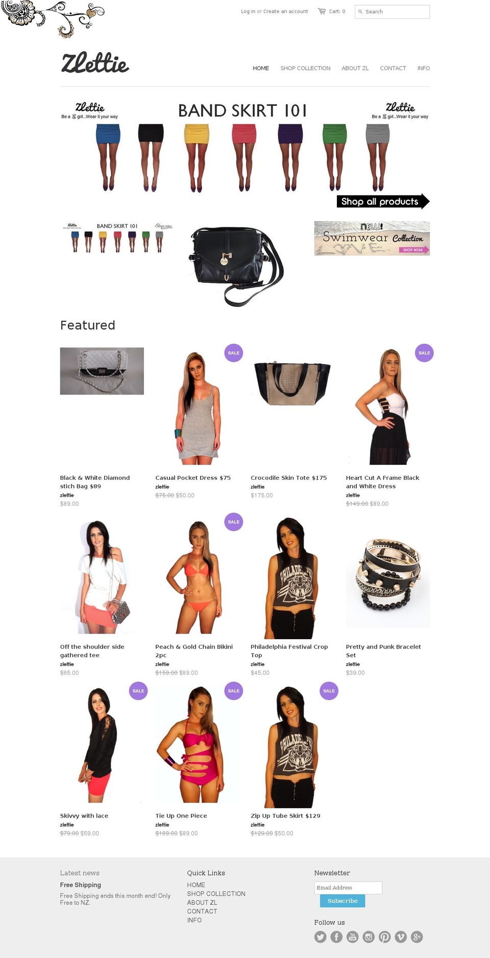 zlettie.co.nz shopify website screenshot