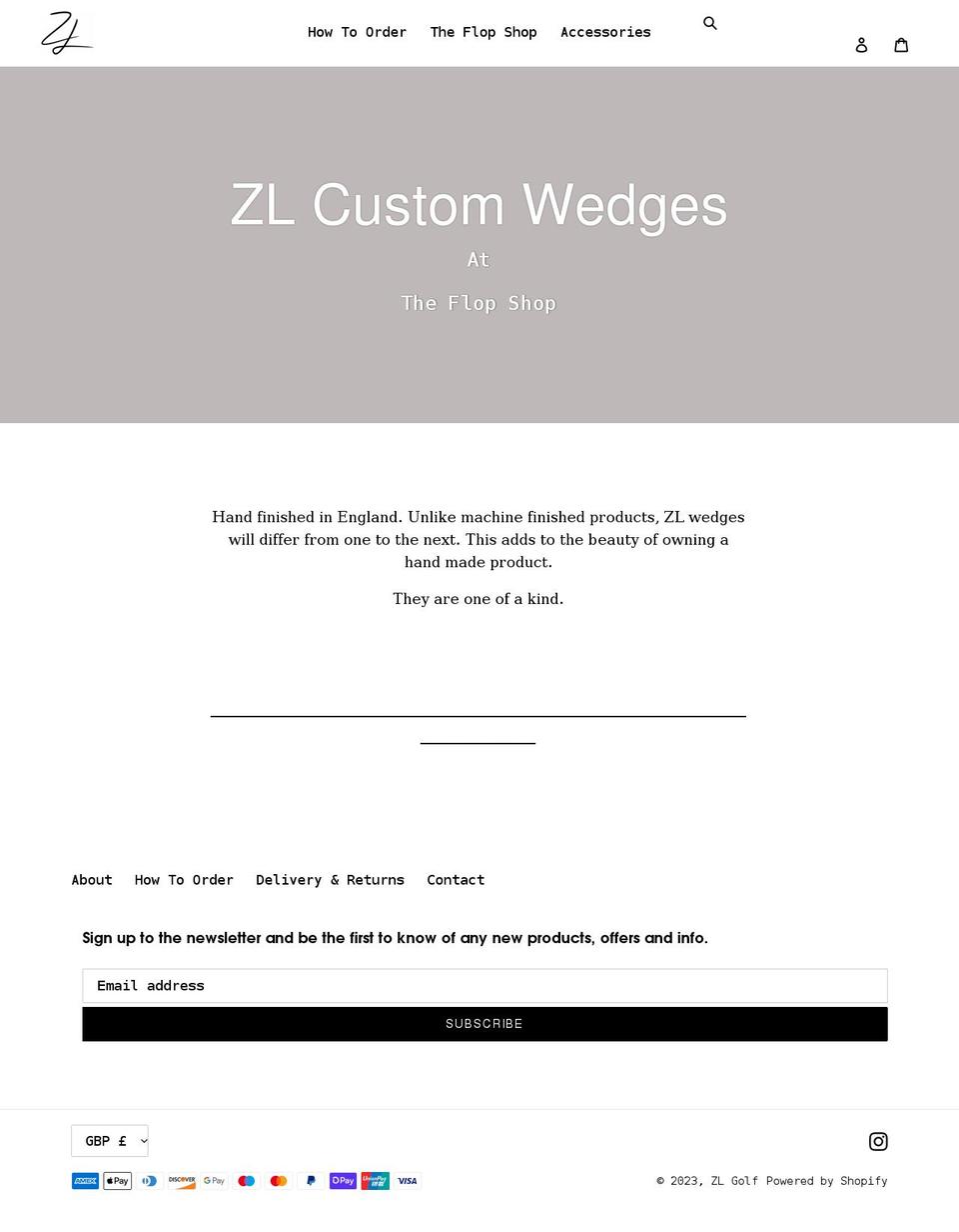 zlgolf.co.uk shopify website screenshot