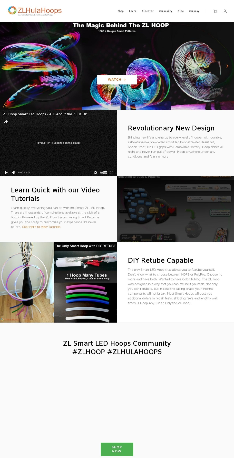 zlhulahoop.us shopify website screenshot