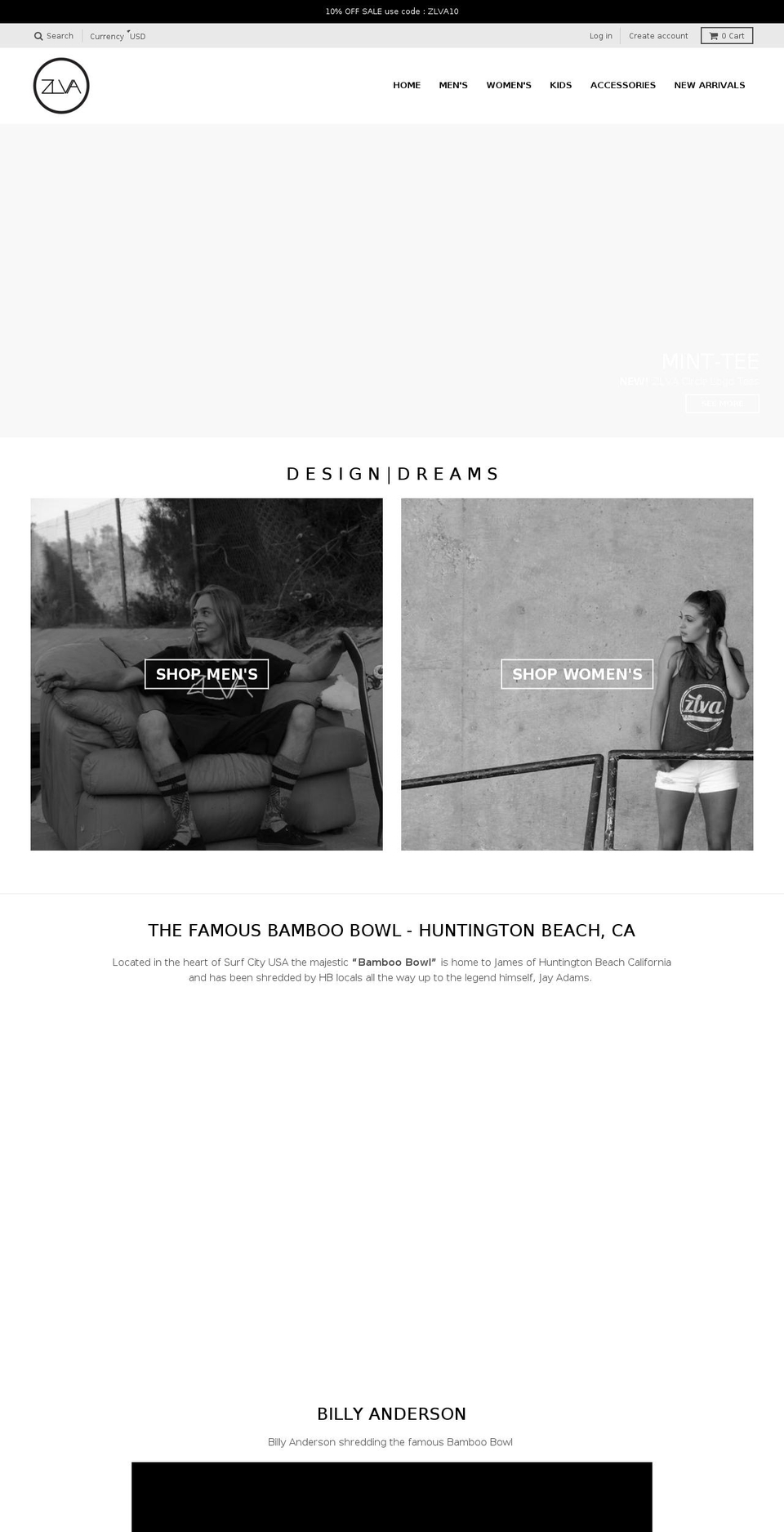 zlvaclothing.com shopify website screenshot