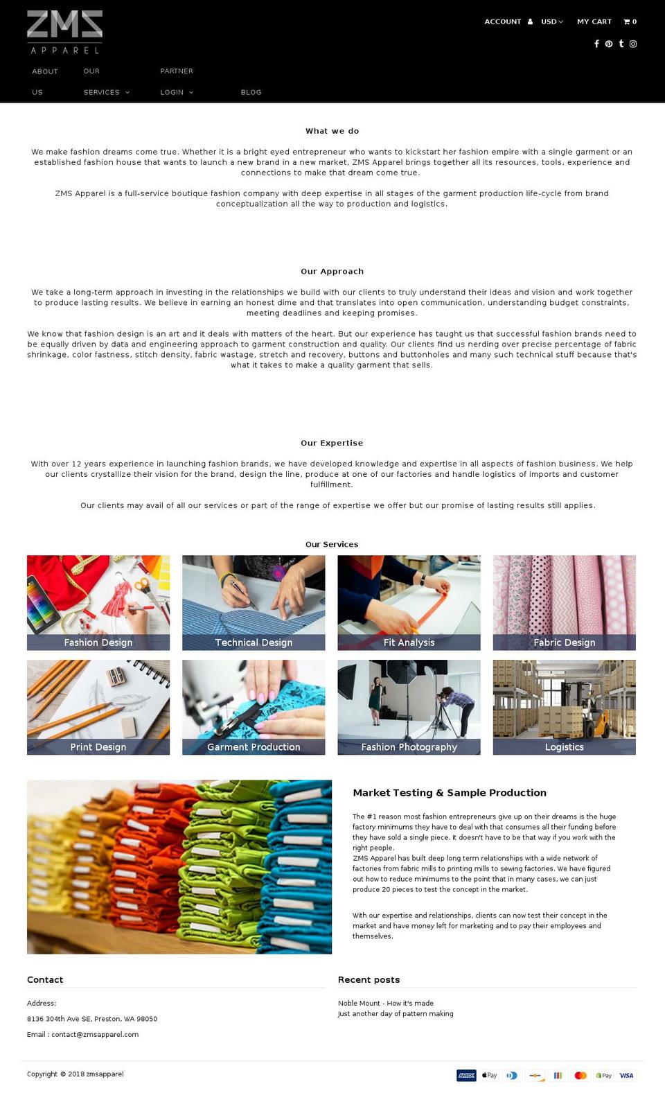 zmsapparel.com shopify website screenshot