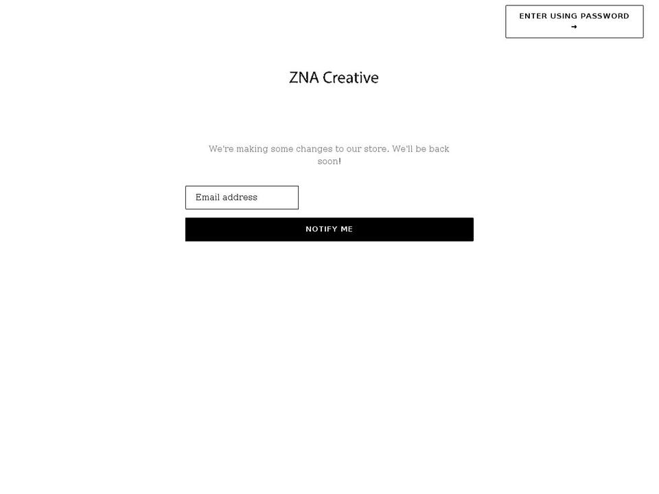 znacreative.com — Shopify storefront screenshot