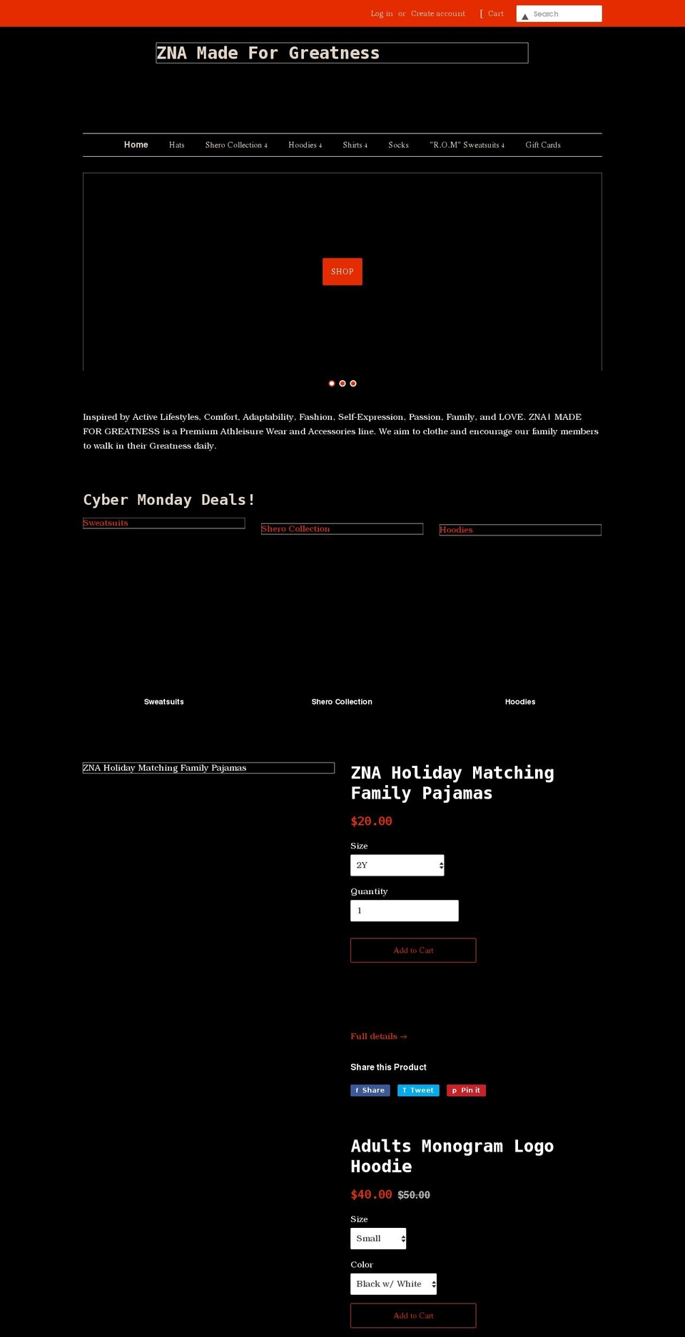 znamadeforgreatness.com shopify website screenshot
