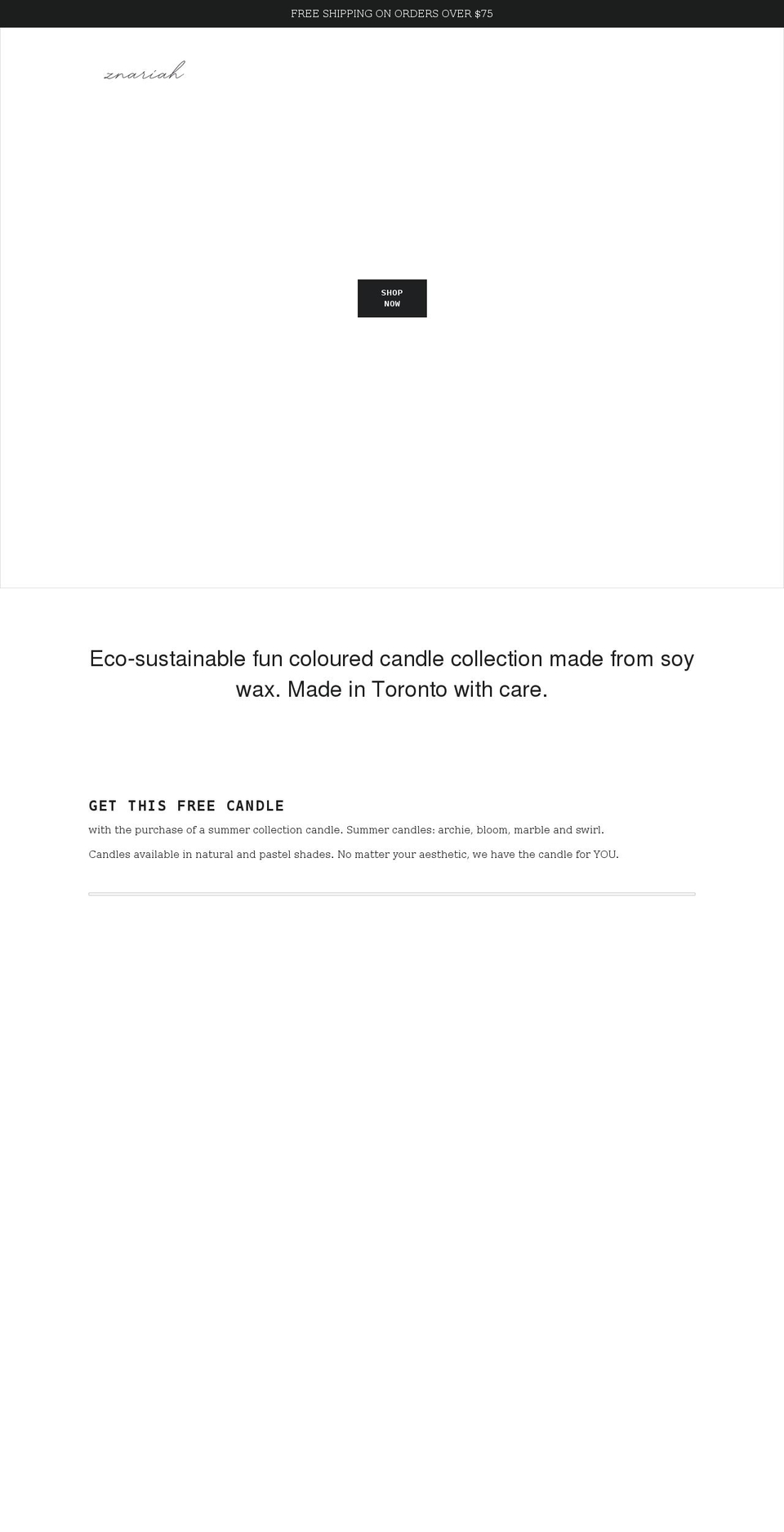 znariah.com shopify website screenshot