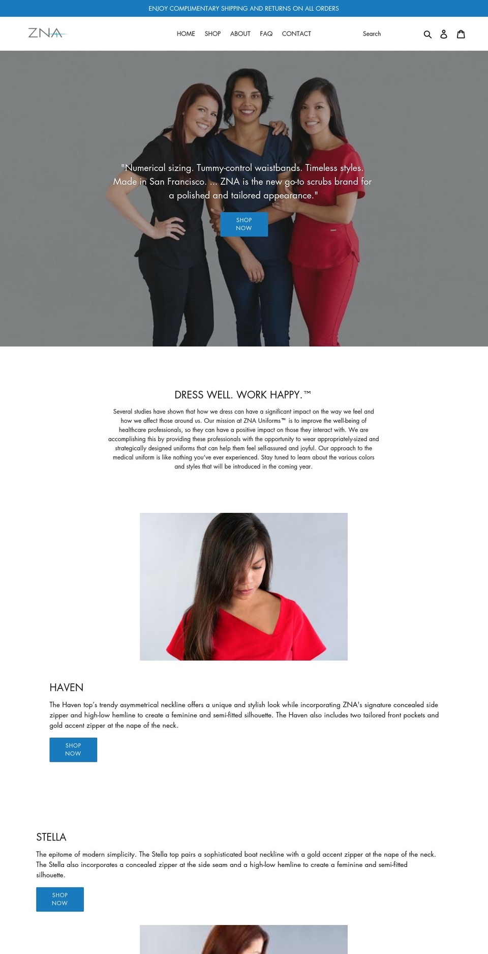 znauniforms.com — Shopify storefront screenshot