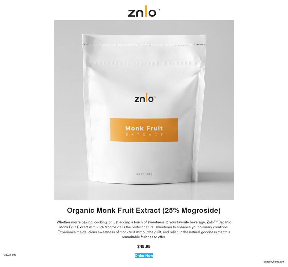 znlo.com shopify website screenshot
