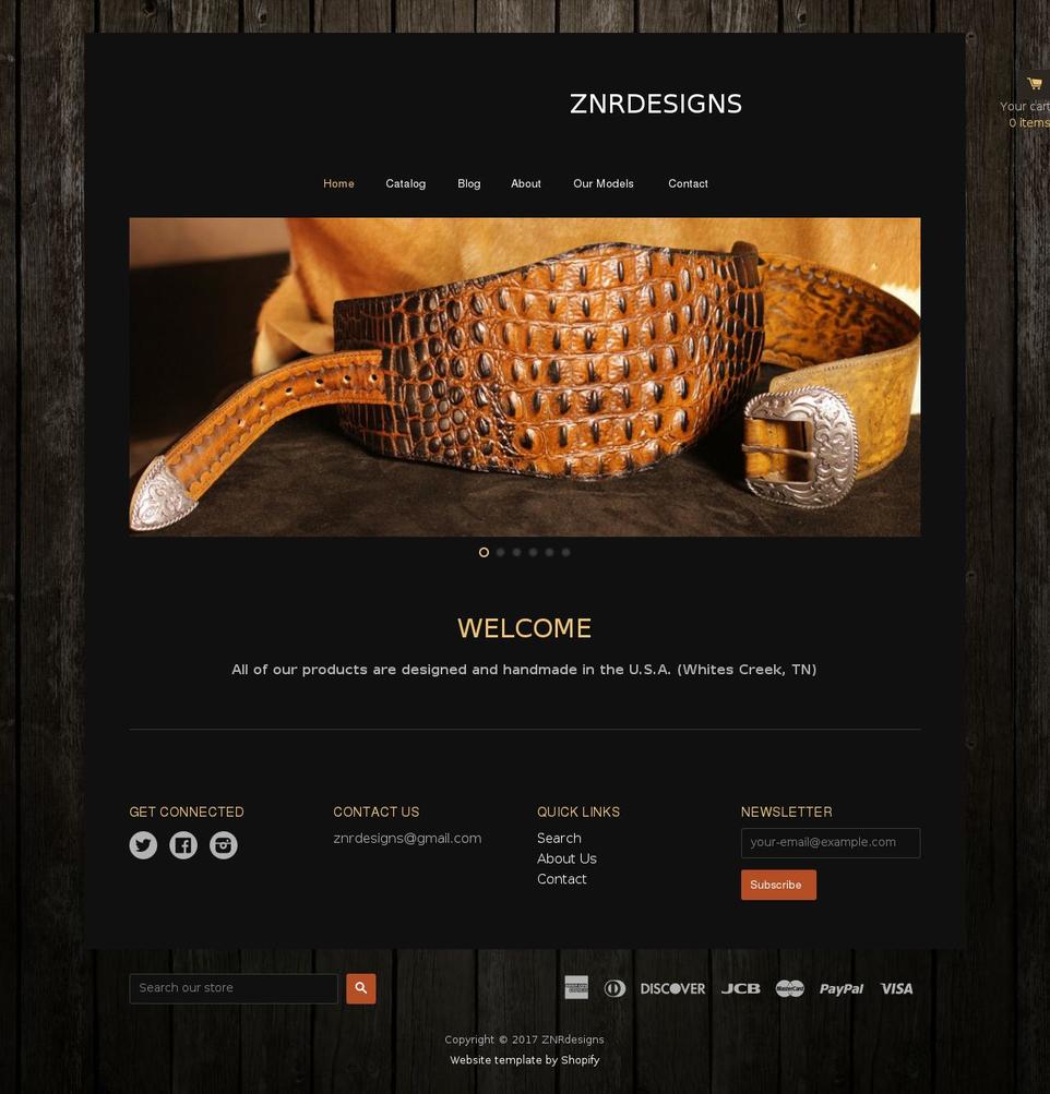 znrdesigns.com shopify website screenshot