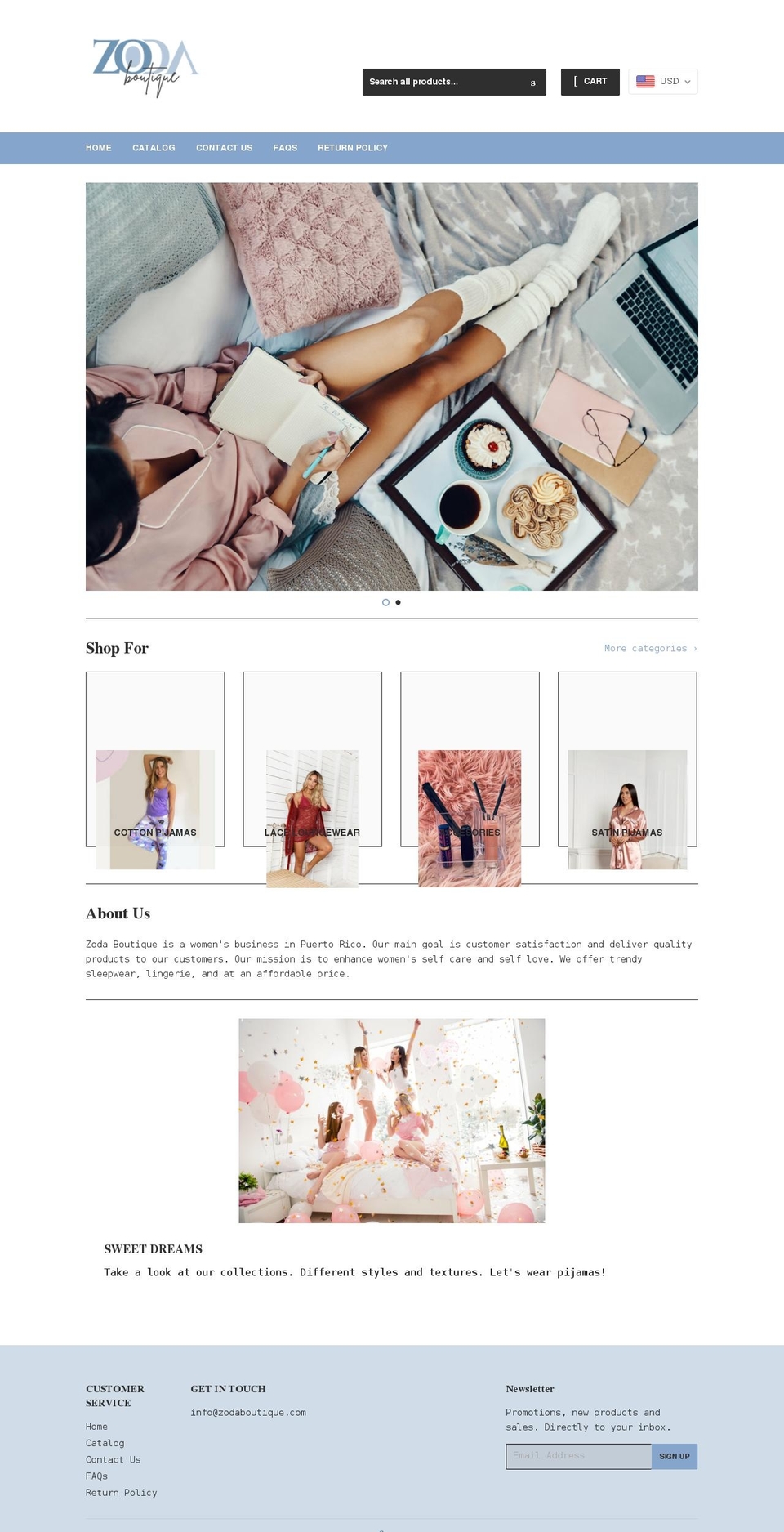 zodaboutique.com shopify website screenshot